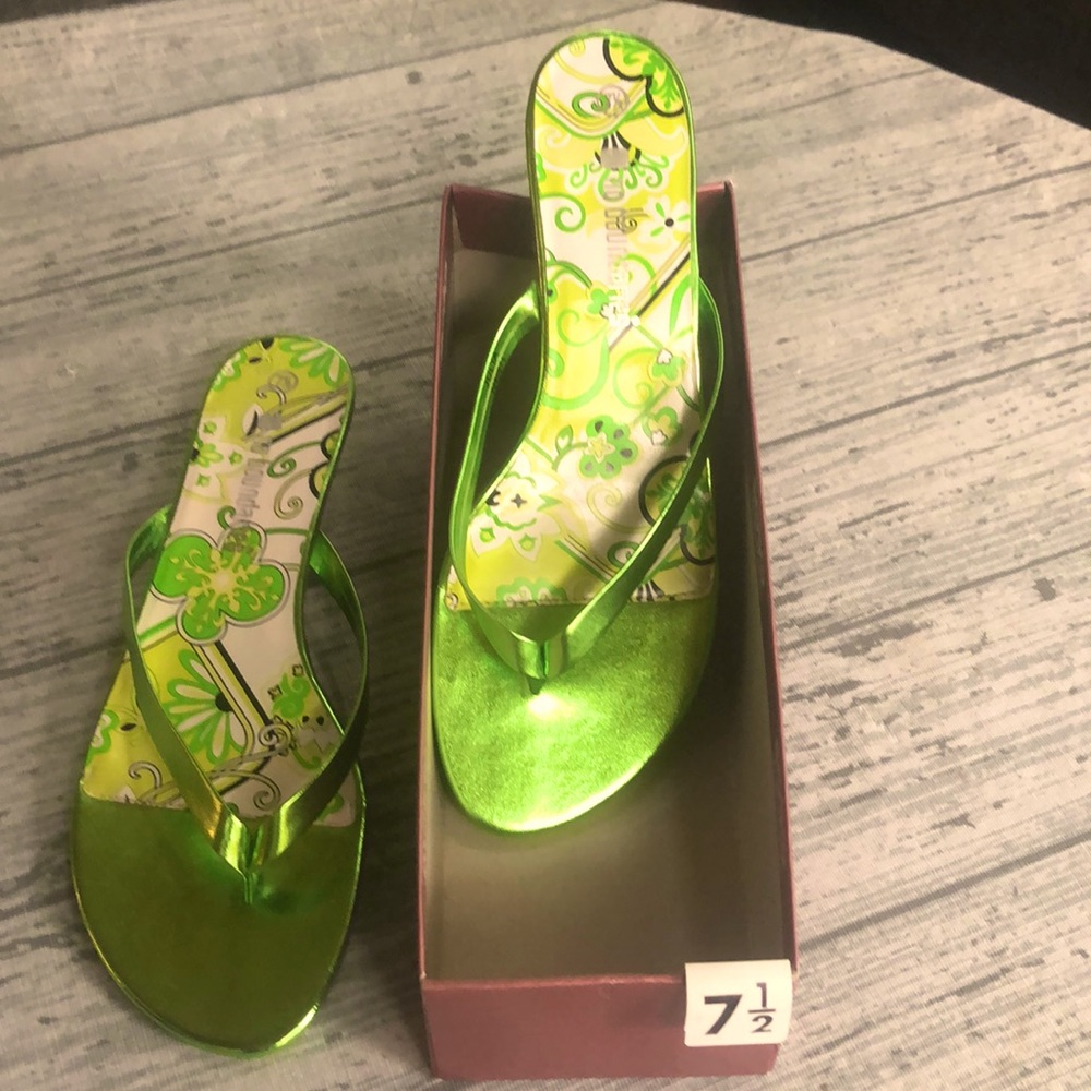 Lime Green Low 1 inch heel sandals